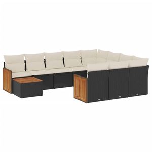 Conjunto de Sofás de Jardín en Negro y Crema - Product Image 2