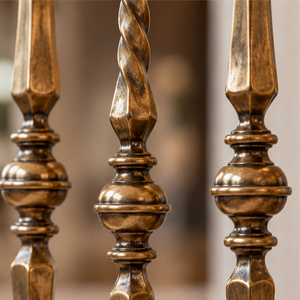 Barandilla de Escalera Metálica Ornamental de Bronce Clásico con Balaustres Trenzados para Villas, Hoteles e Interiores Elegantes - Product Image 3