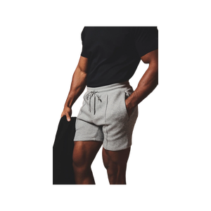 Shorts Bermuda en coton uni pour homme avec poches, respirants, style décontracté, taille mi-haute, fermeture à cordon, gris - Product Image 5
