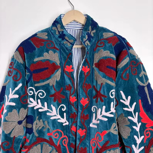 Wholesale <b>Reversible</b> Vintage Embroidered Floral Pattern Velvet Bomber <b>Jacket</b>-Eco-Friendly Windproof Breathable Unisex Winter - Product Image 4