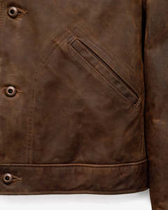 Veste en cuir véritable marron pour homme, col rabattu, coupe classique, style décontracté, tendance automne - Product Image 4