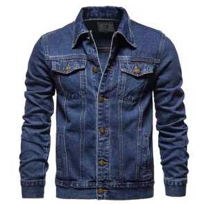Chaqueta Vaquera Slim Fit para Hombre, Cuello Camisero, Algodón Lavado Informal, Manga Regular, Estilo Invernal, Color Sólido, Cierre de Botones, Estilo Moto - Product Image 6