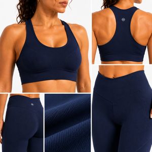 Women Racerback Yoga Set High Waist Leggings Sports Bra Fitness Gym Workout Activewear Set - Product Image 6