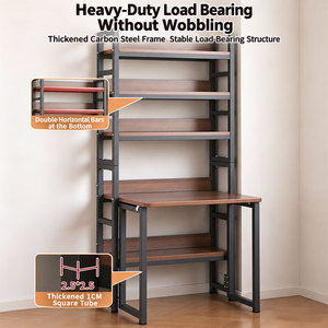 Space-Saving Bookshelf with Foldable <b>Desk</b> Multi-Level Storage Shelves and Organizer for Home Office Study Room and <b>Small</b> Spaces - Product Image 5