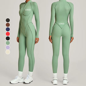 Combinaison sans manches ZULARI IMPEX pour femme, sans couture, zippée, longueur intégrale, couleur unie, ajustée, vêtements de sport en coton, col montant - Product Image 1