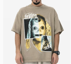 เสื้อยืดคอกลมลายดอกไม้ ทรงหลวม ใส่ได้ทั้งชายและหญิง สวมใส่สบาย ยืดหยุ่นได้ ปักลาย ฤดูใบไม้ผลิ/ฤดูร้อน ผ้าฝ้าย 100% แขนสั้น - Product Image 1