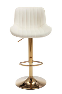 Modern Light Luxury Design Hotel and Bar <b>Adjustable</b> Height <b>Stool</b> Metal Frame Arms & Backrest White Leather Bar <b>Stool</b> - Product Image 4