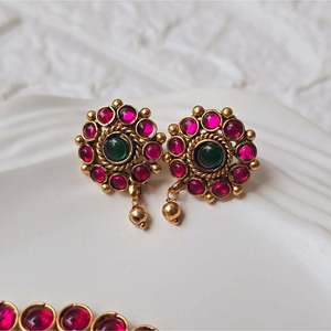 18K Gold Plated Stainless Steel Kemp Golden Pearl Designer Jewelry Set - Product Image 4