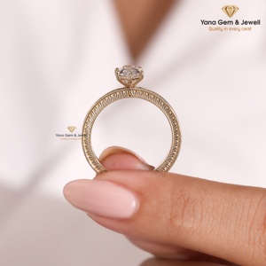 Bague solitaire vintage de style marquise néerlandaise en or massif 14 carats avec diamant de laboratoire CVD de couleur E, clarté VS1, 1,00 carat, certifié IGI - Product Image 4