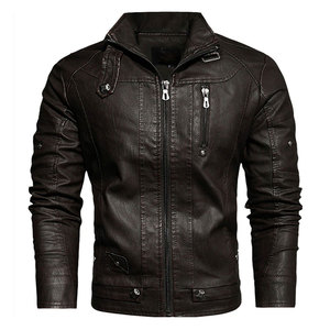 Veste d'hiver classique en cuir pour homme avec un matériau durable et un style confortable, idéale pour les tenues décontractées et streetwear. - Product Image 1