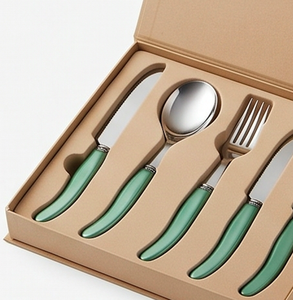 Ensemble de couverts modernes avec manches en plastique vert, finition miroir, compatibles lave-vaisselle, pour les occasions de mariage - Product Image 6