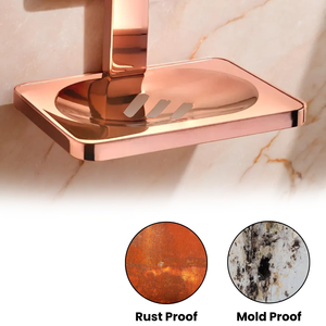 Jabonera Metálica de Pared con Acabado en Oro Rosa, Porta Jabón Rectangular para Baño, Bandeja para Jabón de Montaje en Pared - Product Image 5