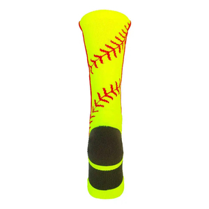 Neon Yellow Baseball <b>Knee</b> <b>High</b> Socks with Red Stitch Pattern Breathable Spandex Polyester Adult Sports Socks Summer - Product Image 5