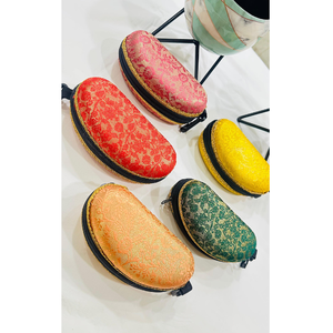 Luxury Floral Brocade Sunglasses <b>Hard</b> <b>Case</b> | Ethnic Indian Silk Eyewear Pouch | Traditional Wedding Return Gift Set for Women - Product Image 5