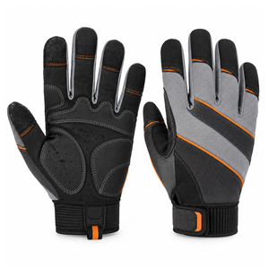 Guantes Mecánicos Personalizados en Color Gris Naranja, Guantes Flexibles para Taller, Guantes de Trabajo con Dedos Completos, Costuras Reforzadas, Puño Elástico en la Muñeca - Product Image 1