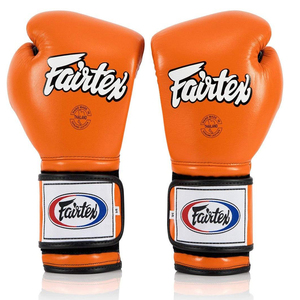 Guantes de Boxeo Fairtex de Piel de Vacuno Original Color Naranja Premium para Sparring, Competición, Muay Thai, MMA, Kickboxing, con Correa, para Gimnasio - Product Image 1