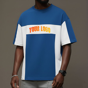 New Fashion Trendy Oversized Men's T-<b>Shirts</b> Drop Shoulder O-Neck Short Sleeve Baggy 100% Cotton Plus Size Hip Hop <b>Patchwork</b> Tee - Product Image 4