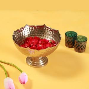 Cubo para servir dal curry de acero martillado, sin BPA, resistente al calor, moderno y de lujo, con asas doradas, plato pequeño de metal para preparación y servicio en la cocina - Product Image 2