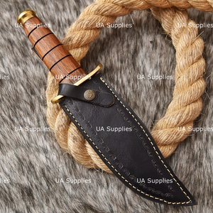 Cuchillo de hoja fija de acero inoxidable con punta de gota, borde parcialmente serrado, mango de madera, grado industrial, 0.6mm de grosor, no ajustable - Product Image 6
