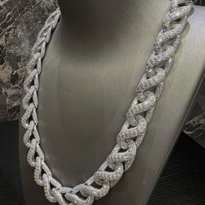 Iced Out Moissanite <b>Statement</b> <b>Necklace</b> 925 Silver Rhodium Plated Link Chain Luxury Unisex Everyday Wear - Product Image 4