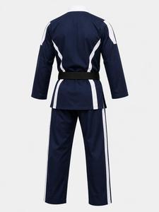 Vêtement de judo unisexe bleu marine à rayures blanches, coupe classique, adulte, 100% coton, séchage rapide, durable, respirant, vente chaude, OEM - Product Image 3