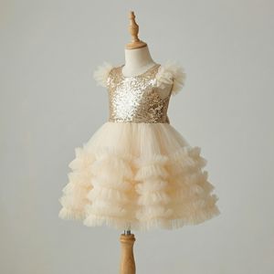 Robe de princesse à paillettes pour filles, robe de cérémonie à plusieurs couches en tulle, pour spectacle, mariage, vente en gros pour enfants de 1 à 12 ans - Product Image 2