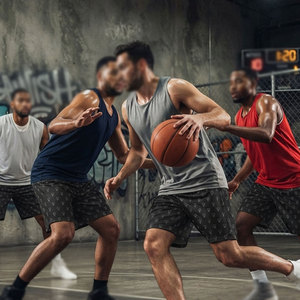 Shorts pour hommes personnalisés avec impression par sublimation motif panier de basket, prix de gros abordable, avec cordon de serrage, longueur au-dessus du genou - Product Image 6