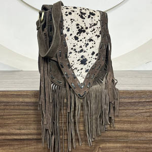 Factory Custom Genuine Suede Leather Flap Crossbody Fringe Purse Fashion High Quality Cowhide Elegant Luxury Handbag for Women's - Product Image 4