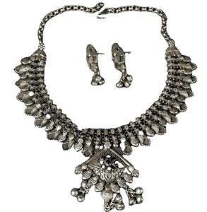 Parure de bijoux en laiton plaqué or et argent avec zircon, style Bohème, collier et boucles d'oreilles, cadeau pour femme, idéal pour fête, mariage, anniversaire - Product Image 5