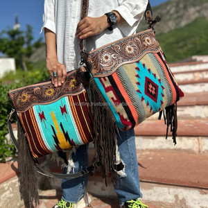 New Arrival Hand Tooled Fringe Handbag Aztec Saddle <b>Blanket</b> High Quality Sling Bag Bohemian Unique Design Stylish Bags for Women - Product Image 4