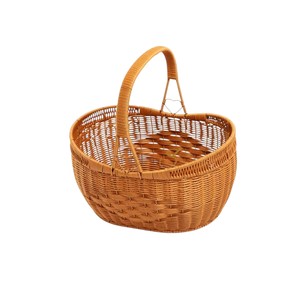 Summer Holiday Fruit <b>Gift</b> Basket Open Weave Design Oval Open Top Wicker Storage <b>Hamper</b> Folding Handle Rattan Picnic Basket <b>Boxes</b> - Product Image 1