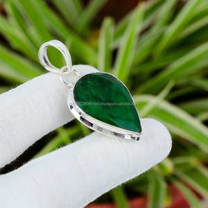 925 pendentif en argent Sterling pierre précieuse pendentif fait main cadeau de demoiselle d'honneur pendentif émeraude naturelle bijoux en argent - Product Image 1