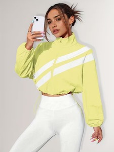 Female Lightweight Workout Coordinates | <b>Cropped</b> <b>Zip</b> <b>Up</b> Utility Windcheater Jacket & Shaping Sportswear Leggings Kit - Product Image 5