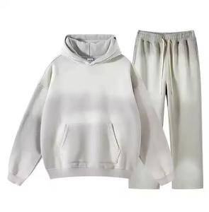 Acid Wash Solid Eco-Friendly Winter Sweat Suit Sun Faded Hooded & <b>Trouser</b> 100% Cotton Baggy Look Unisex Tracksuit Set - Product Image 4