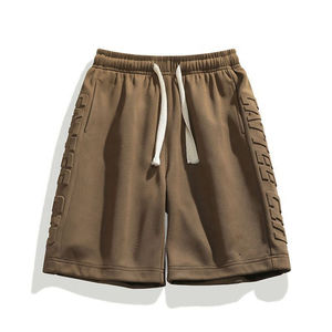 Shorts d'été décontractés pour hommes, logo 3D personnalisé en relief, respirant, 100% coton, tissu en molleton français - Product Image 3