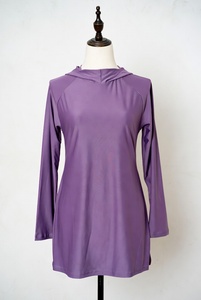 Unisex Solid Purple Long Sleeve Modest Swimwear Tunic Top Full Length Leggings UPF50+ Breathable Lightweight Polyester/Nylon All - Product Image 3