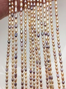 Perles de riz d'eau douce ovales rose et violet mélangées, 3-5 mm, en brin, pour la fabrication de bijoux, vente en gros, lot en vrac - Product Image 5