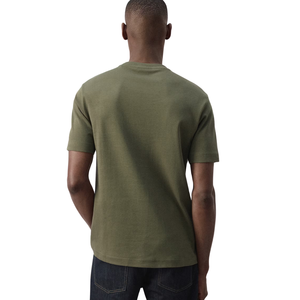 Camiseta de Manga Corta para Hombre, Cuello Redondo, Color Verde Oliva, Corte Regular, Informal, Tejido de Punto, Básica, para Uso Diario, Venta al Por Mayor - Product Image 2