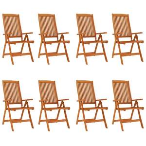 Ensemble de 8 chaises de jardin en bois d'eucalyptus massif, design standard naturel - Product Image 2