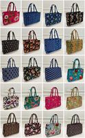 Sac fourre-tout en tissu de coton durable pour femmes, imprimé de fleurs noires, fermeture éclair, élégant, léger, écologique, pliable, grande capacité