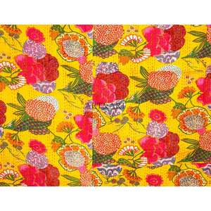 Couvre-lit pour femme ART&ART, fait main en Inde, en coton 100%, imprimé à la main, motif floral, poids du tissu 220g, Rajasthan - Product Image 1