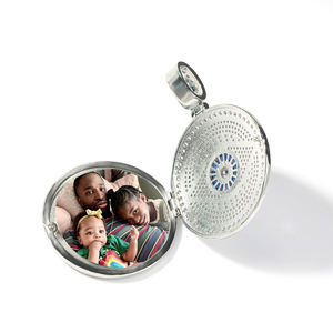 Luxury Diamond Eye <b>Pendant</b> Micro Pave Set <b>Solid</b> <b>Gold</b> Plated Round Brilliant Cut Lab Diamond Unisex Everyday Wear Jewelry Charm - Product Image 3