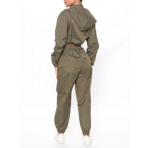 Conjunto Deportivo de 2 Piezas para Mujer, Sudadera con Capucha y Pantalones de Chándal, Personalizable con Logotipo OEM, Tejido Grueso, Cierre Completo, Algodón - Product Image 2