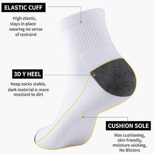 12 paires de chaussettes courtes pour hommes, couleur blanche, confortables, respirantes, décontractées, athlétiques, en coton mélangé doux, pour tous les jours - Product Image 5