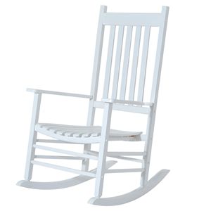 Sedia a dondolo pieghevole in legno plastico con braccioli e schienale alto per esterni - Bianca - Product Image 1