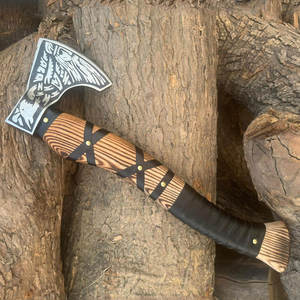 Hacha Vikinga Nórdica Hecha a Mano con Mango de Madera, Herramienta para Acampar, Cortar Leña y Decoración - Product Image 3