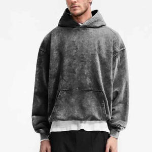 Sweat à capuche oversize vintage pour homme en coton 100% lavé et teint à l'acide, avec impression par transfert personnalisée - Product Image 3