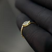 Anillo de Oro de 14K con Diamantes Cultivados en Laboratorio, Corte Marquesa y Redondo, para Mujer, Joyería Fina