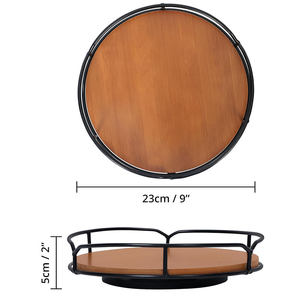 Bandeja Redonda de Madera Natural Hecha a Mano con Elegante Acabado con Patrón Floral Moderno para Desayuno en la Cama, Té, Café y Aperitivos - Product Image 2