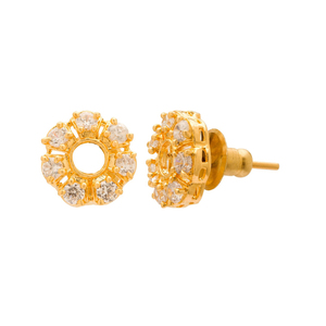 Pendientes de Plata de Ley 925 con Baño de Oro de 18K, Circonita Cúbica Redonda con Engaste de Puntas, para Mujeres y Niñas - Product Image 2